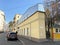 Moscow, Russia, October, 16, 2019. Khokhlovsky lane, cars parked next to the  narrow house 18 in Moscow