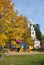 MOSCOW, RUSSIA - October, 2019: Church of the Savior Transfiguration in autumn in the suburban village of Peredelkino