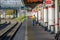 Moscow. Russia. October 4, 2020 A young girl and a guy with bicycles stand on the platform of a railway station