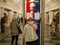 Moscow, Russia - October 5, 2021: Woman stands near the information board and studies the scheme of the Moscow metro