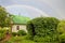 Moscow, Russia, rainbow at a country house.