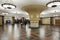 Moscow, Russia,   Round lobby of the metro station `Kurskaya`.
