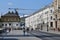 Moscow, Russia, September, 01, 2018. People walking on Varvarka street near Chambers of Romanov boyars in sunny summer day