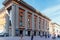 Moscow, Russia - September 13, 2019: Facade of Vakhtangov Theater on Arbat street close-up. Old Arbat is famous touristic place in