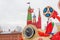 MOSCOW, RUSSIA - SEPTEMBER 28, 2017: Watch the countdown before the start of the FIFA World Cup 2018 at Manezh square