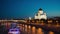 Moscow, RUSSIA - SEPTEMBER 30, Timelapse of Moscow river embankment and Cathedral of Christ the Saviour, Moscow, Russia