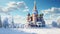 Moscow\\\'s St, Basil\\\'s church on a beautiful winter day. Red Square with a popular Russian Traveling destination.