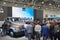 MOSCOW, SEP, 5, 2017: Presentation at GAZ group stand Russian cars vehicles manufacturer on Commercial Transport Exhibition ComTra