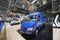 MOSCOW, SEP, 5, 2017: View on blue minivan mini bus Mercedes Benz Spinter exhibit on Commercial Transport Exhibition ComTrans-2017