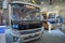 MOSCOW, SEP, 5, 2017: View on Russian white vehicle passenger electro bus KAMAZ exhibit on Commercial Transport Exhibition ComTran