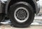 MOSCOW, SEP, 5, 2017: View on Volvo truck rear axle wheels and tires. Truck wheel rim. Truck chassis exhibit on Commercial Transpo
