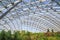 Moscow - September 4, 2018: Under the glass dome of the amphitheater in the Zaryadye Park in Moscow