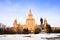 Moscow State Lomonosov University in Moscow in the winter evening