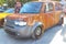 Moscow. Summer 2018. Nissan Cube tuned rat look style in rust. Stay on the street. wide wheels with fenders. Car tuned.