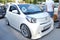 Moscow. Summer 2018. White Toyota IQ on the street. Tuned with air suspension, wide body kit, big wheels. Lowrider, stance tuning.