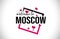 Moscow Welcome To Word Text with Handwritten Font and Red Hearts Square