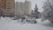 Moscow in winter during a snowfall