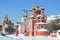 Moscow, Znamensky monastery on Varvarka street in winter in sunny weather