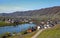 Mosel River and Vineyards Landscape at Piesport Rheinland Pfalz