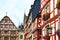 Moselle Valley Germany: View to historic half timbered houses in the old town of Bernkastel-Kues