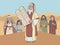 Moses the prophet with Stone Tablets and ancient jewish people