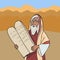 Moses the prophet with Stone Tablets taking speach