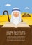 Moses reading Passover Haggadah on Egypt background