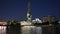 Moskow Moskva River embankment and the Peter the Great Statue, Moskow, Russia at night