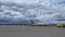 Moskow Russia, 22 Aug 2019: Vnukovo airport airfield with airplanes and shuttle buses