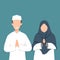 Moslem couples, Ied mubarak. Flat design Character