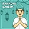 Moslem kid greeting happy ramadan kareem illustration