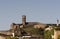 Mosque of Almonaster the royal ancient monument of great beauty located on top of a hill with the blue sky in the background and