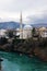 The mosque on the banks of the Neretva River in Mostar