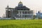 Mosque building construction from rice field