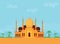 Mosque Building Muslim Religion Flat Vector Illustration