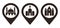 Mosque, church and synagogue map pins. Landmark location pin set. GPS location symbols for apps and websites