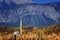 Mosque in a cornfield on a background of mountains. Turkey, Kirish.