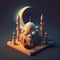 Mosque design with the moon, Generative Ai