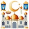 Mosque Domes and Crescent Moons Vector