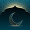 Mosque door with creative crescent moon for eid festival