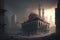 Mosque after earthquake, digital illustration