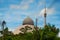 Mosque grey against the blue summer sky. Sandakan, Borneo, Sabah, Malaysia