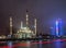 Mosque The heart of Chechnya and the towers of Grozny city in th