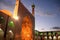 Mosque illuminated at dusk