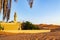 Mosque in Lahbab desert on sunset Dubai  UAE