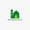 Mosque logo design vector. Islamic building illustration. Home for pray sign vector. Green color design.