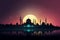Mosque Majesty Elegant Islamic mosque silhouette depicted in an artistic illustration