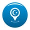 Mosque map pointer icon blue vector