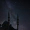 Mosque and milky way. Ramadan or islamic concept image.