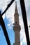 A mosque minaret, close-up minaret, islam and mosque in turkey
